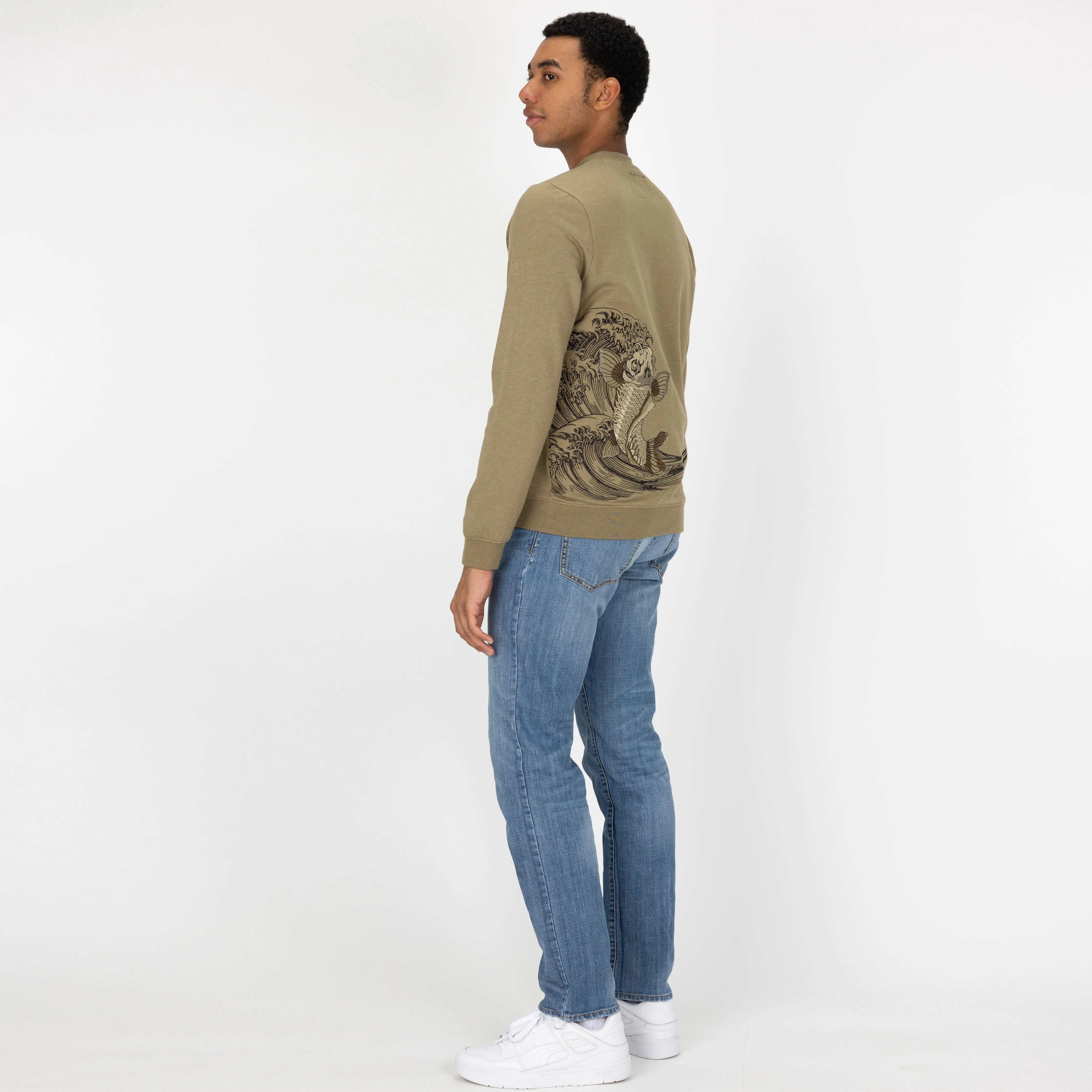 Embroidered Back Sweatshirt  - Elmwood / Koi