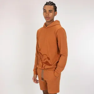 Embroidered Front Hoodie  - Amber Brown / Mushroom