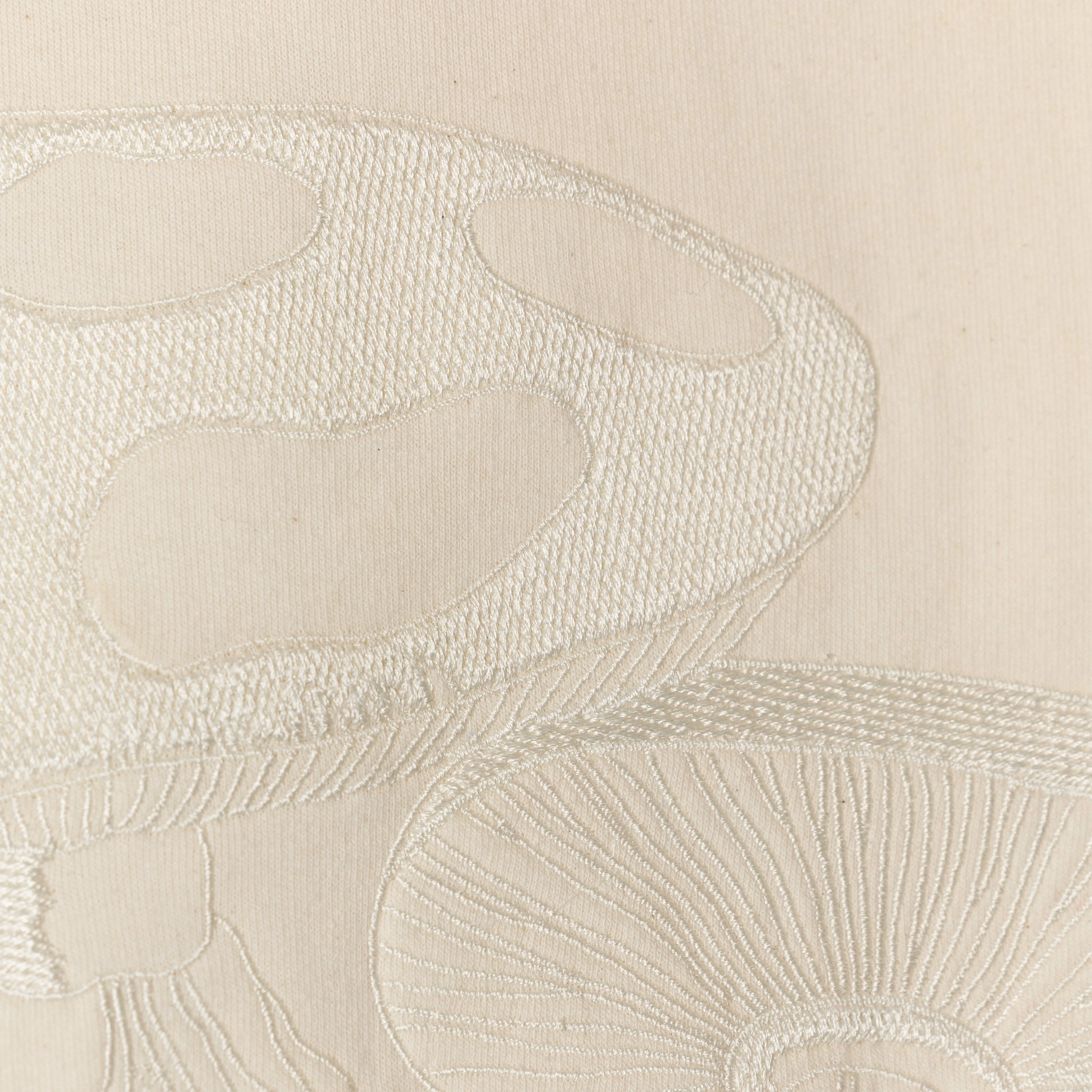 Embroidered Front Hoodie  - Ivory / Mushroom Fantasy