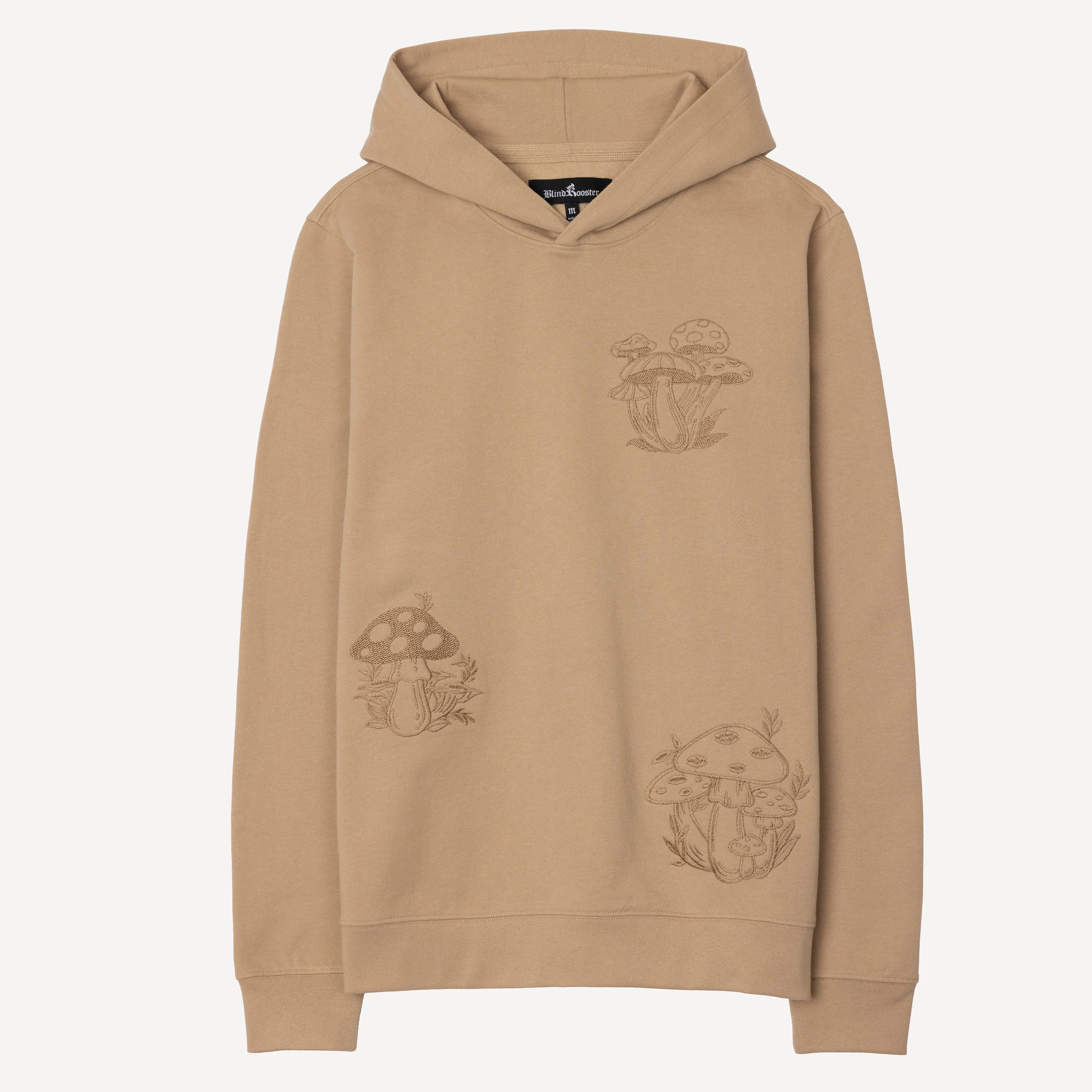 Embroidered Front Hoodie  - Khaki / Mushroom Elements