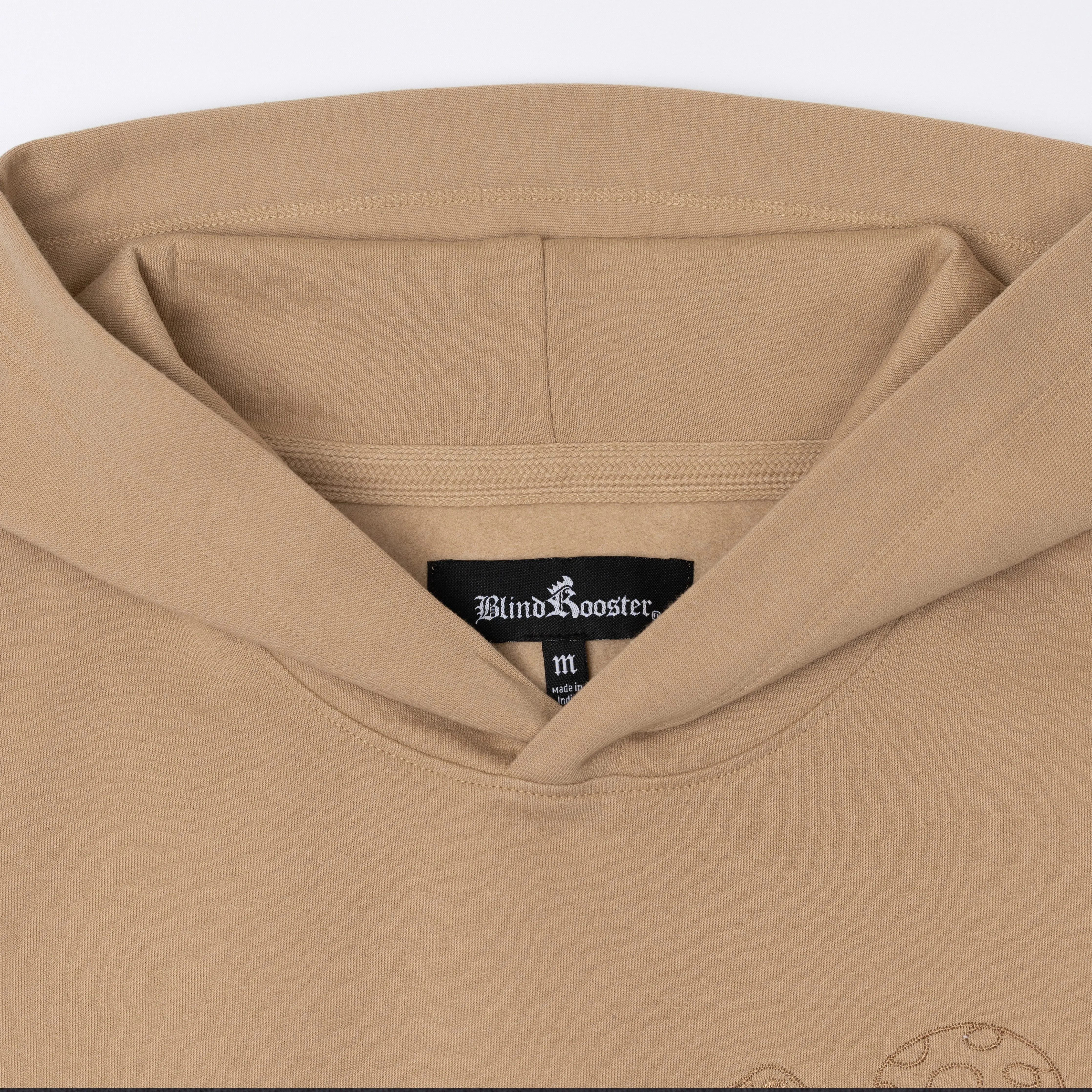 Embroidered Front Hoodie  - Khaki / Mushroom Elements