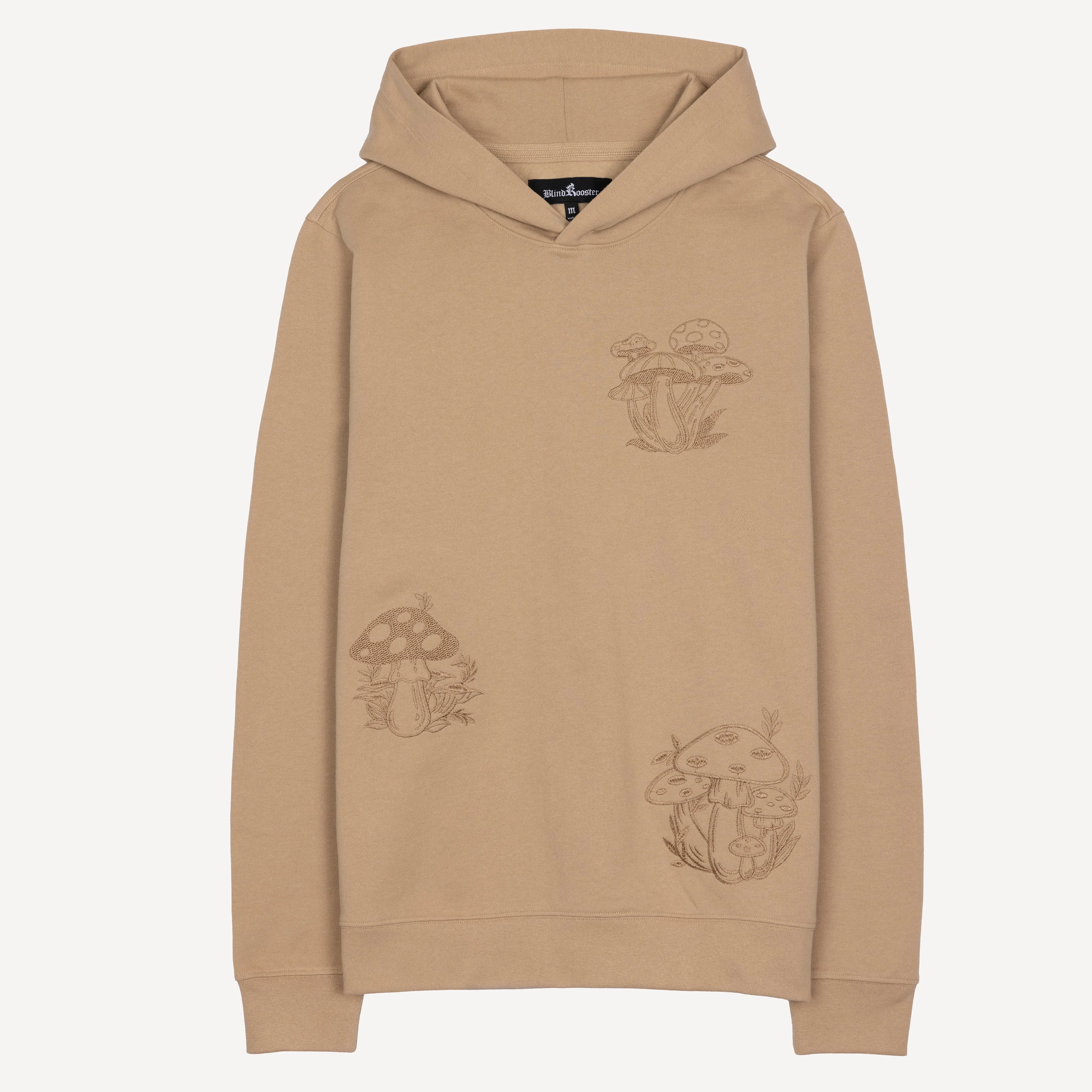 Embroidered Front Hoodie  - Khaki / Mushroom Elements