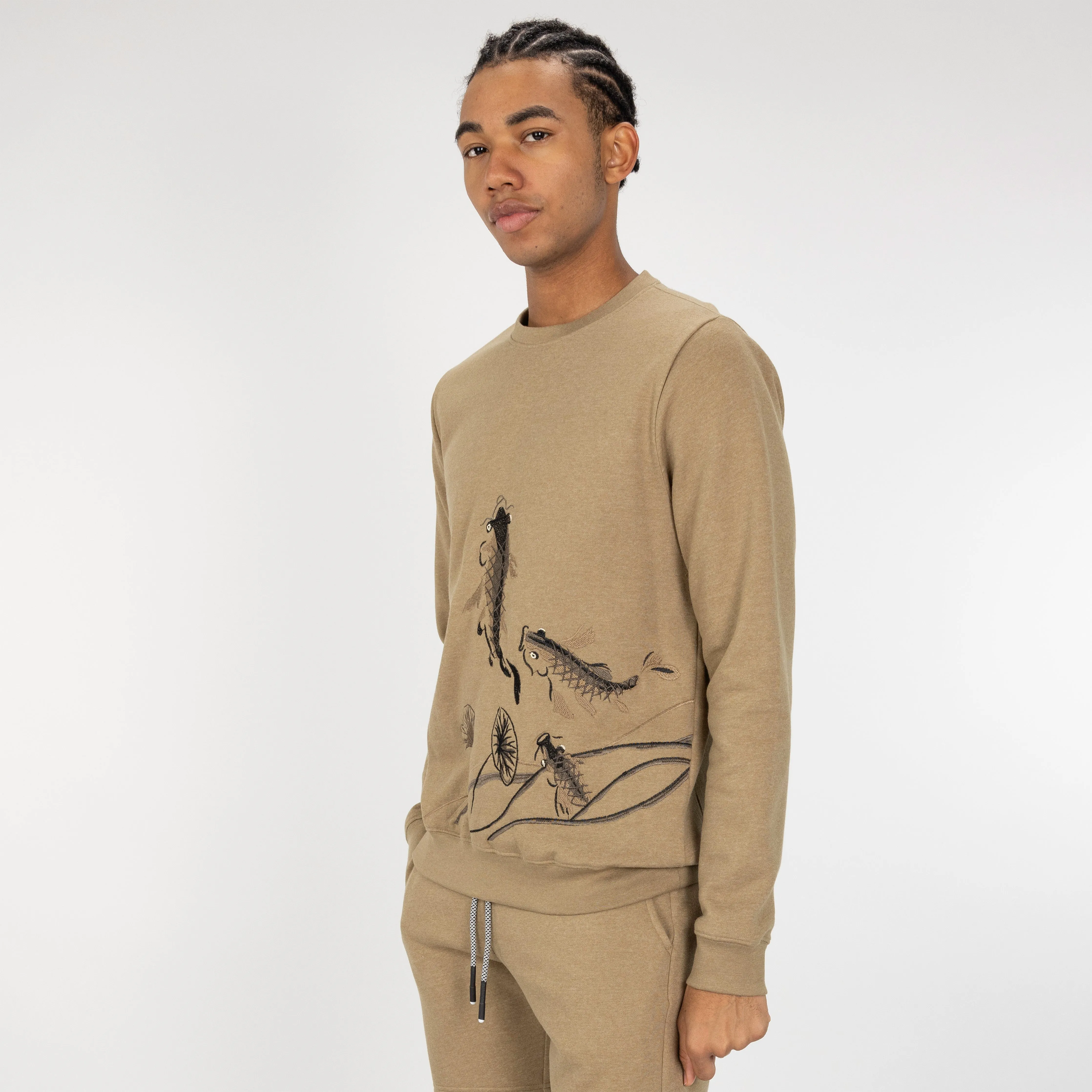Embroidered Front Sweatshirt  - Elmwood / Koi