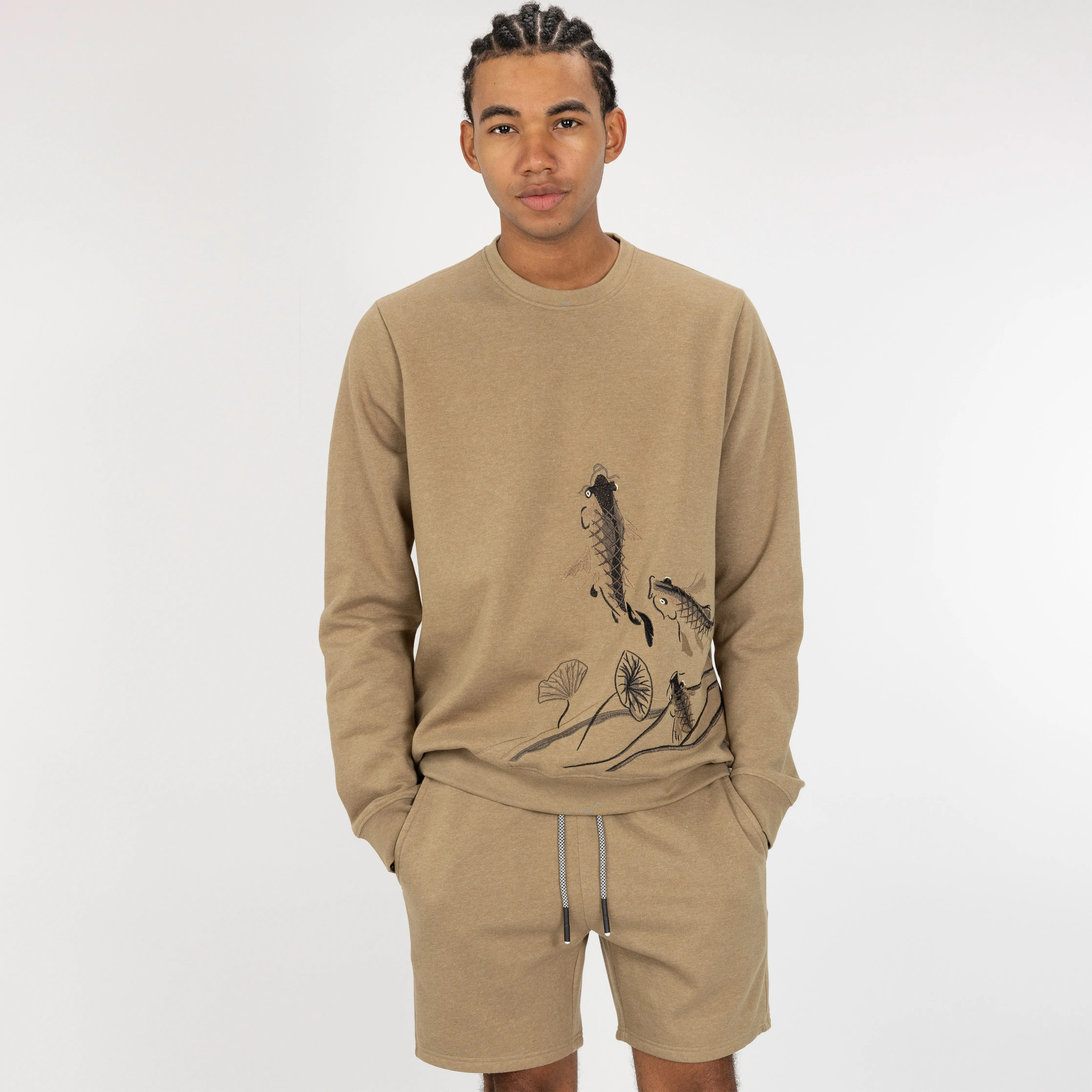 Embroidered Front Sweatshirt  - Elmwood / Koi