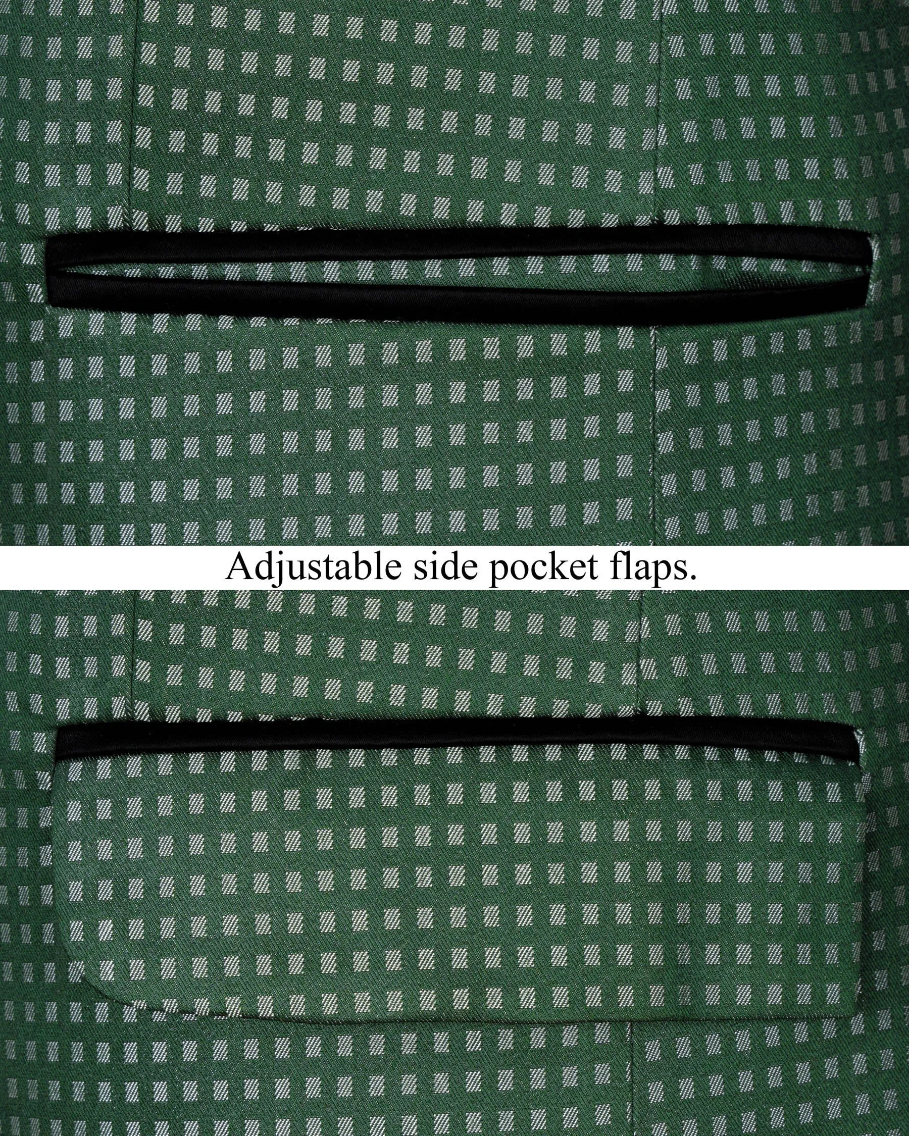 Everglade Green Square Textured Tuxedo Designer Blazer