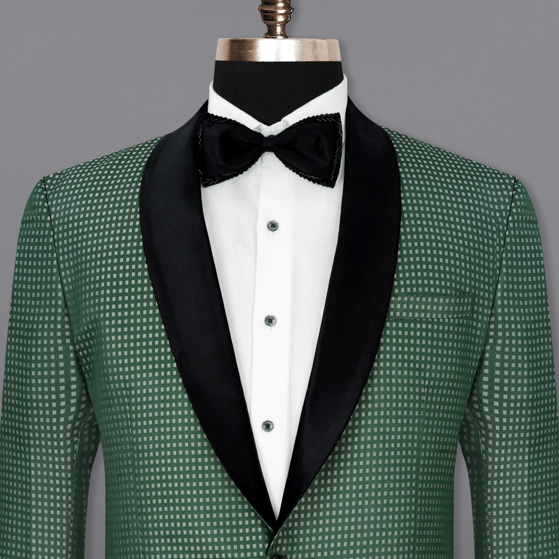 Everglade Green Square Textured Tuxedo Designer Blazer