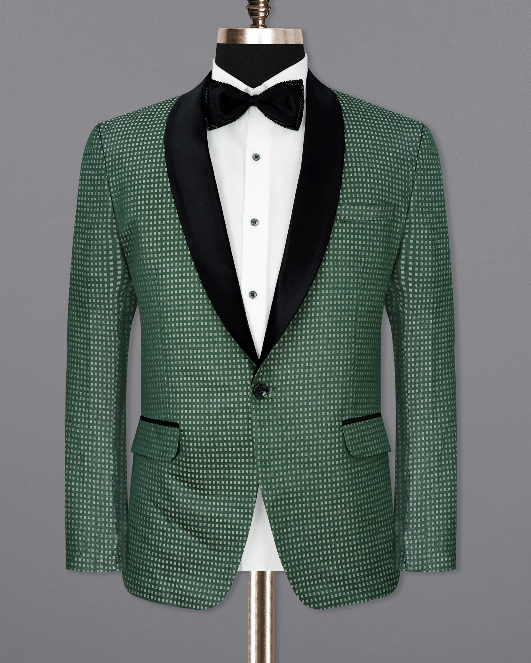 Everglade Green Square Textured Tuxedo Designer Blazer