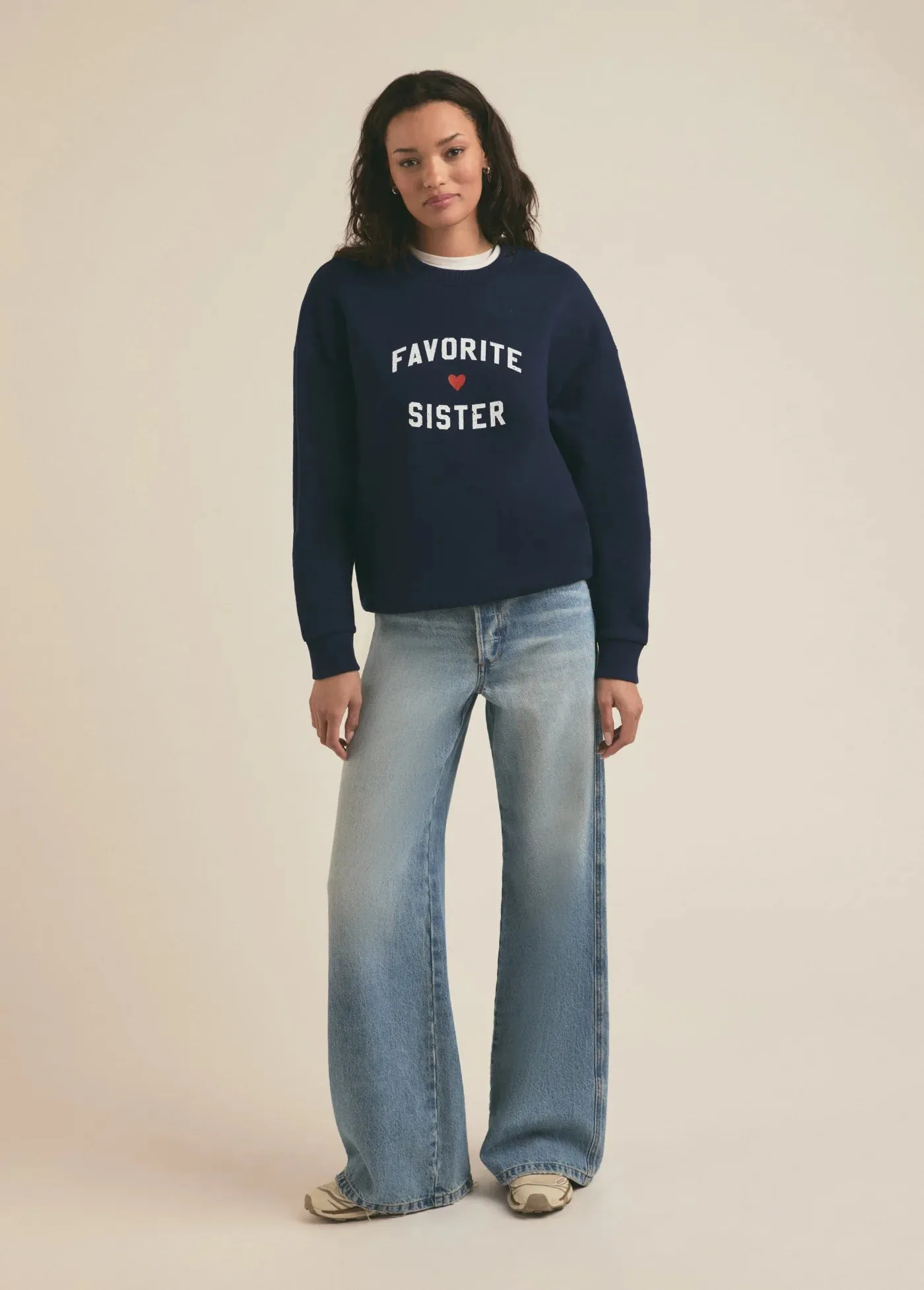 Favoite Daughter Favorite Sister Heart Logo Sweatshirt Navy