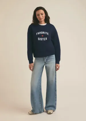 Favoite Daughter Favorite Sister Heart Logo Sweatshirt Navy