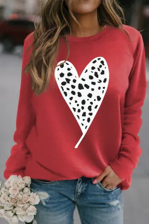 Fiery Red Cheath Heart Graphic Pullover Sweatshirt