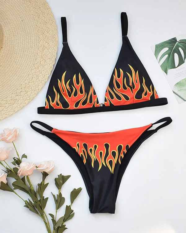 Fire Print Bikini Sets