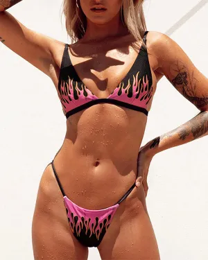 Fire Print Bikini Sets