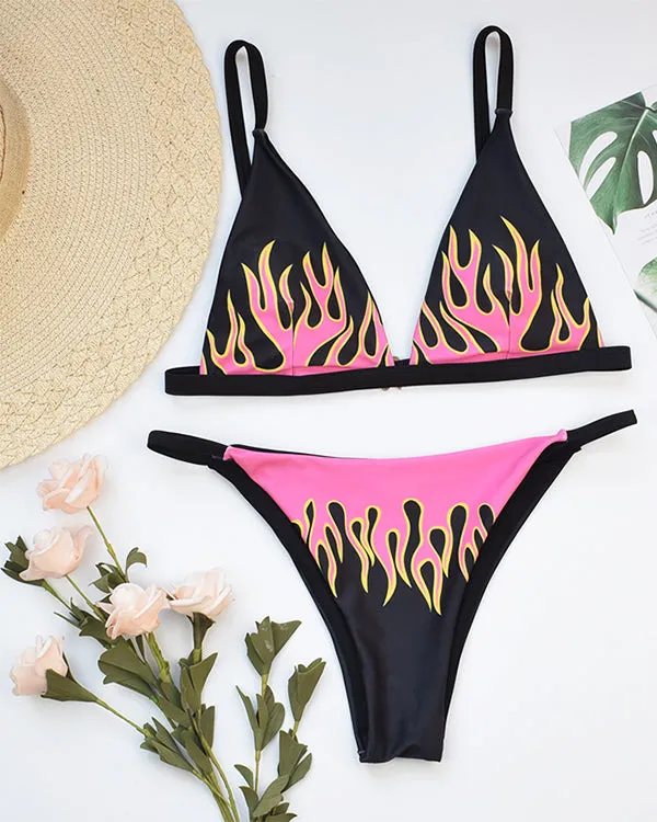 Fire Print Bikini Sets