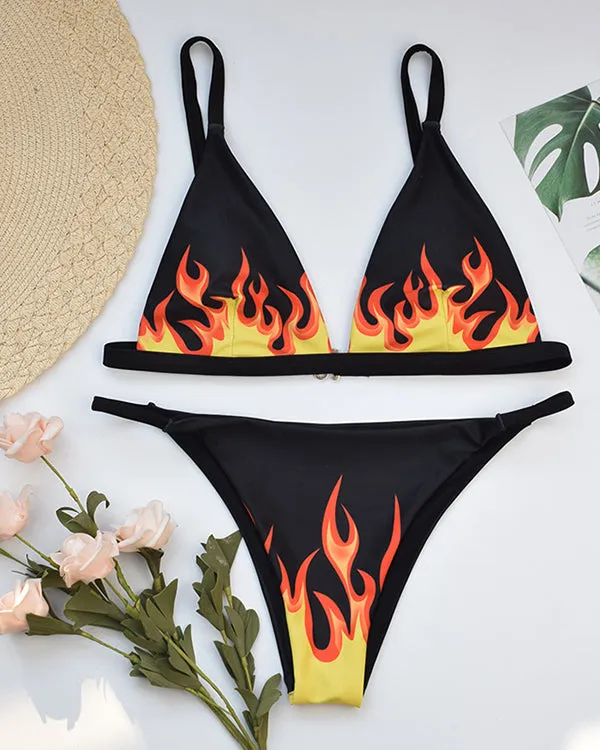 Fire Print Bikini Sets