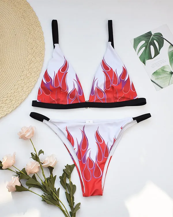 Fire Print Bikini Sets