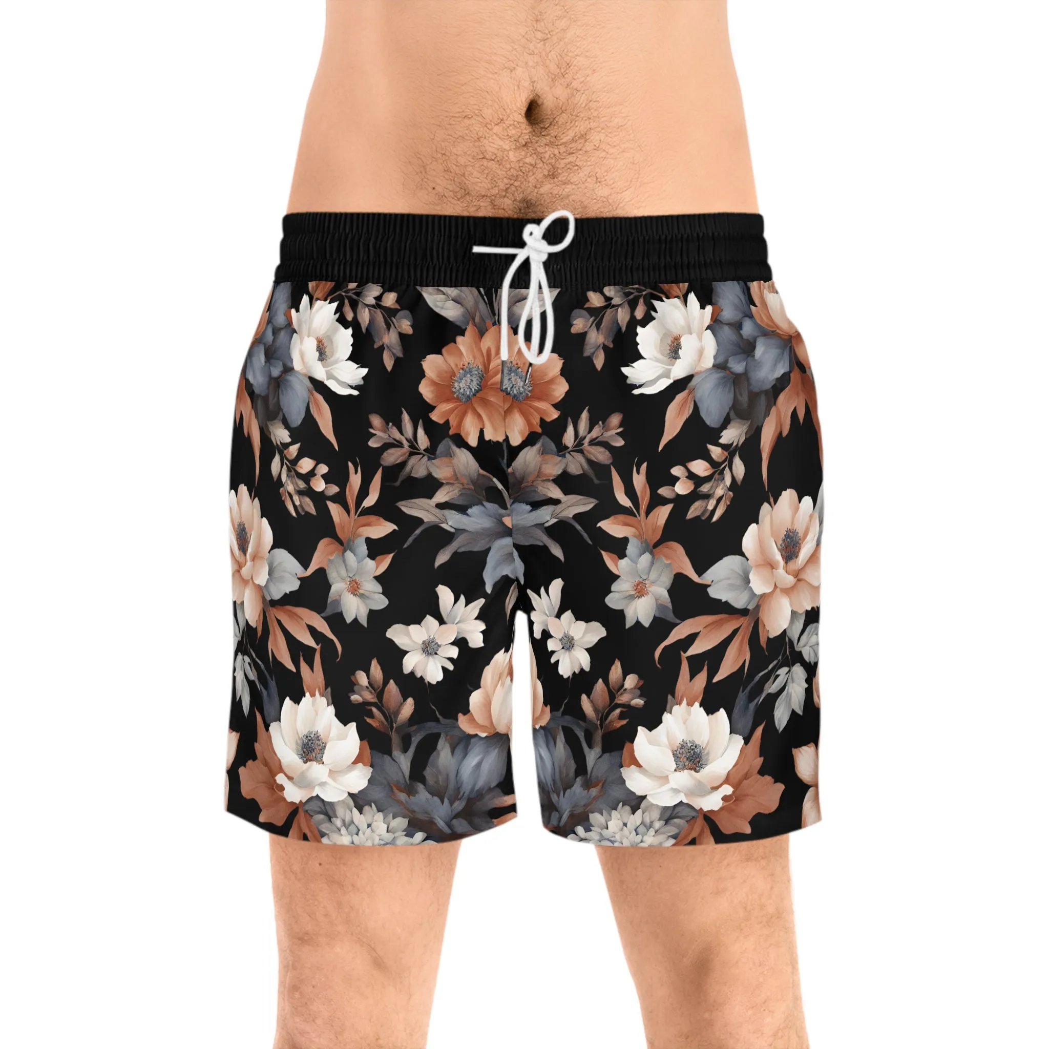 Floral Collection Men's Mid-Length Swim Shorts - Margo Makaroff - Personalization Available