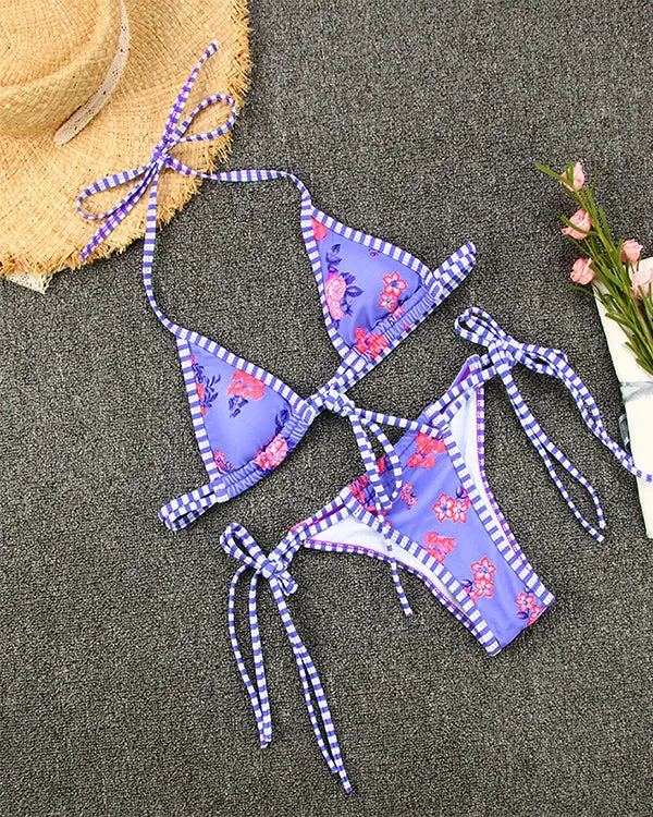Floral Tie Front Bikini Sets