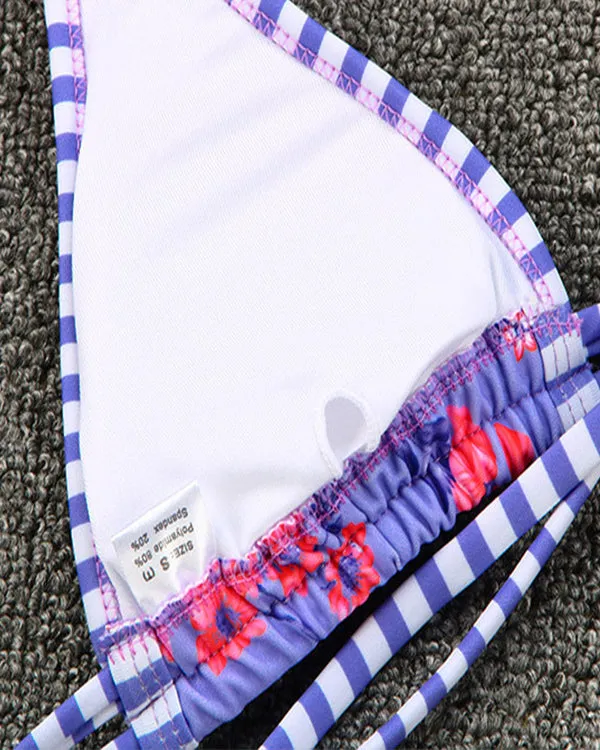 Floral Tie Front Bikini Sets