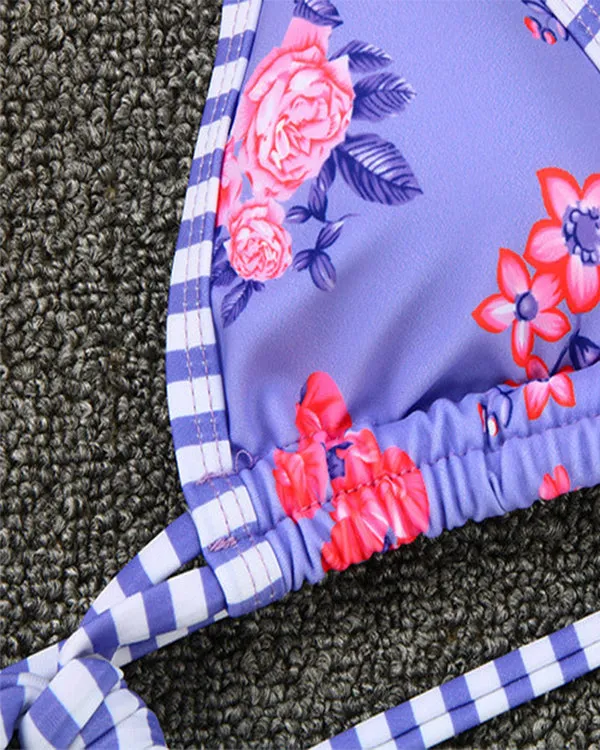 Floral Tie Front Bikini Sets