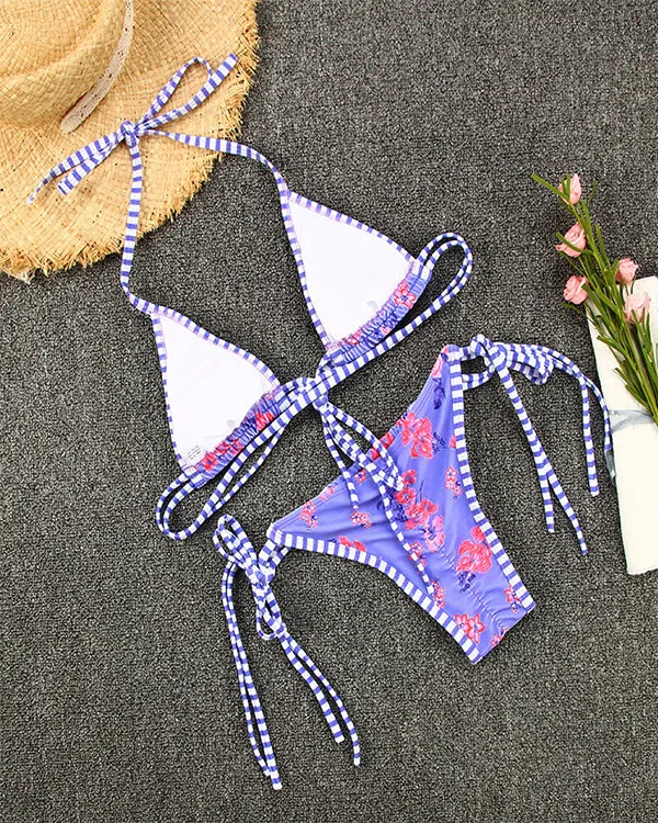 Floral Tie Front Bikini Sets