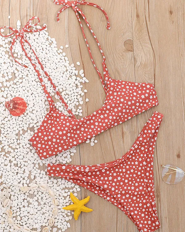 Floral Tie Shouder Bikini Sets