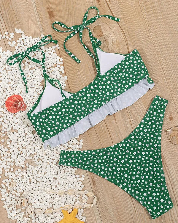 Floral Tie Shouder Bikini Sets