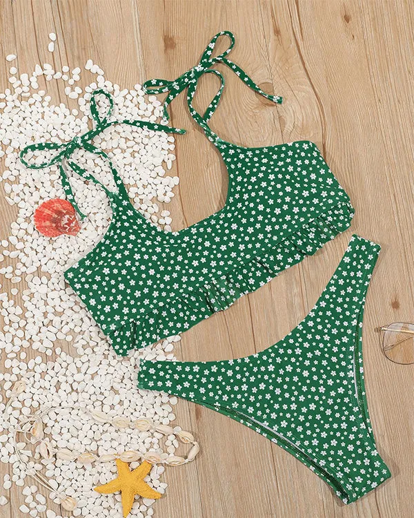 Floral Tie Shouder Bikini Sets