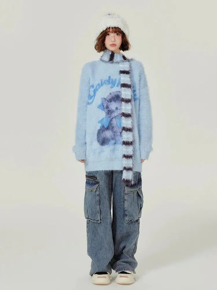 Fuzzy Kitten Graphic Sweatshirt