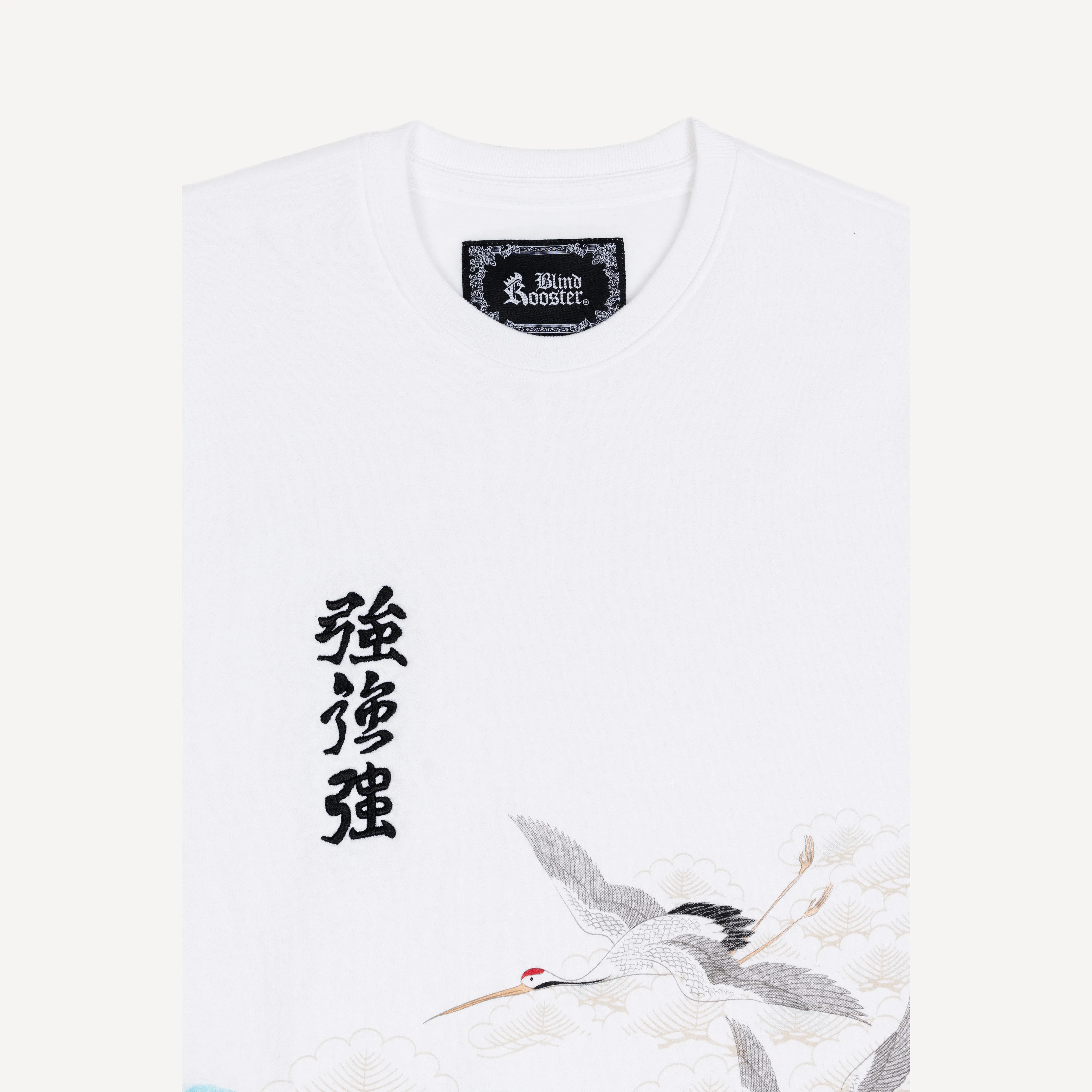 Gender Neutral Graphic Wraparound Crewneck Sweatshirt - White / Kanji Strong