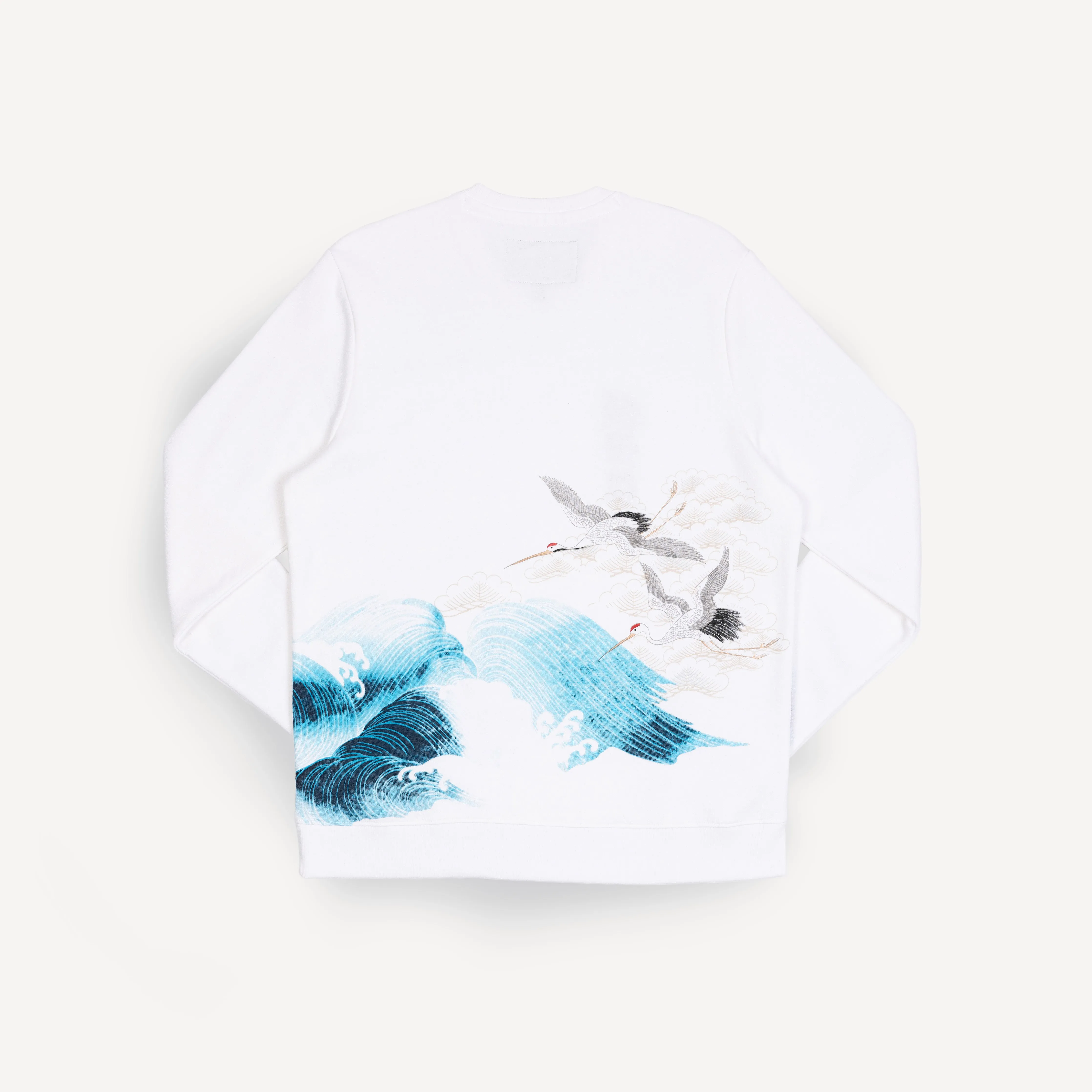 Gender Neutral Graphic Wraparound Crewneck Sweatshirt - White / Kanji Strong