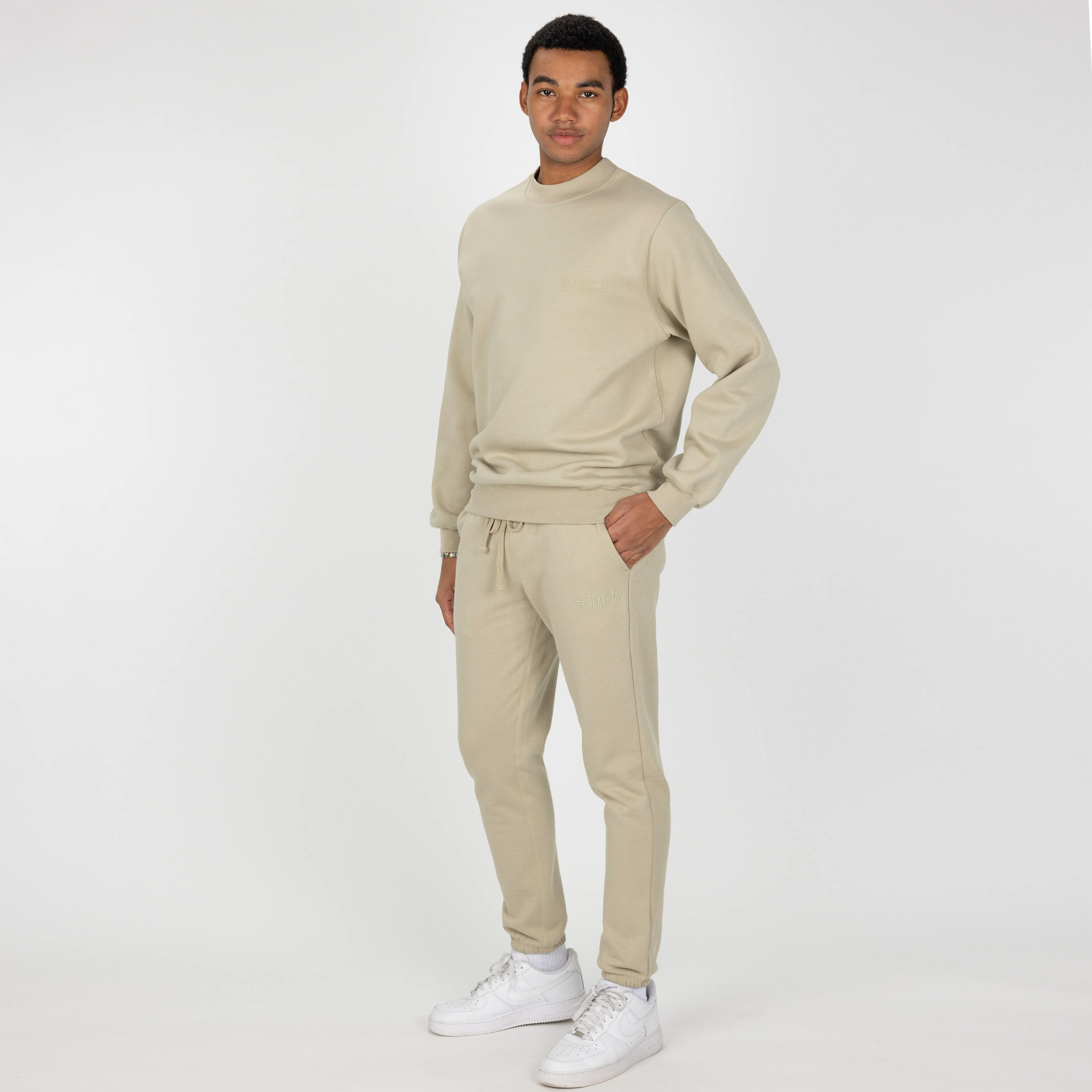 Gender Neutral Oversized Fleece Crew Sweatshirt - Oatmeal