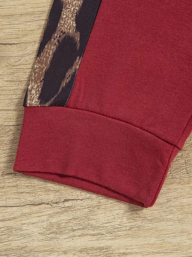 Girl's Leopard Design Red Pant Set