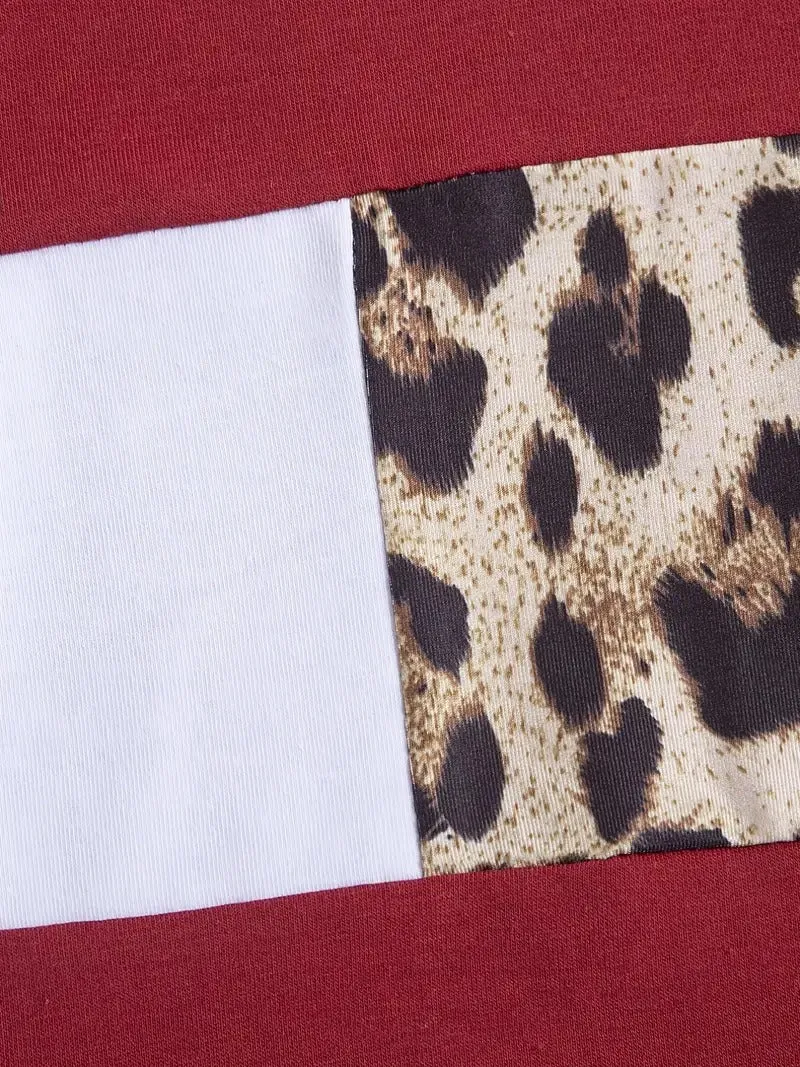 Girl's Leopard Design Red Pant Set