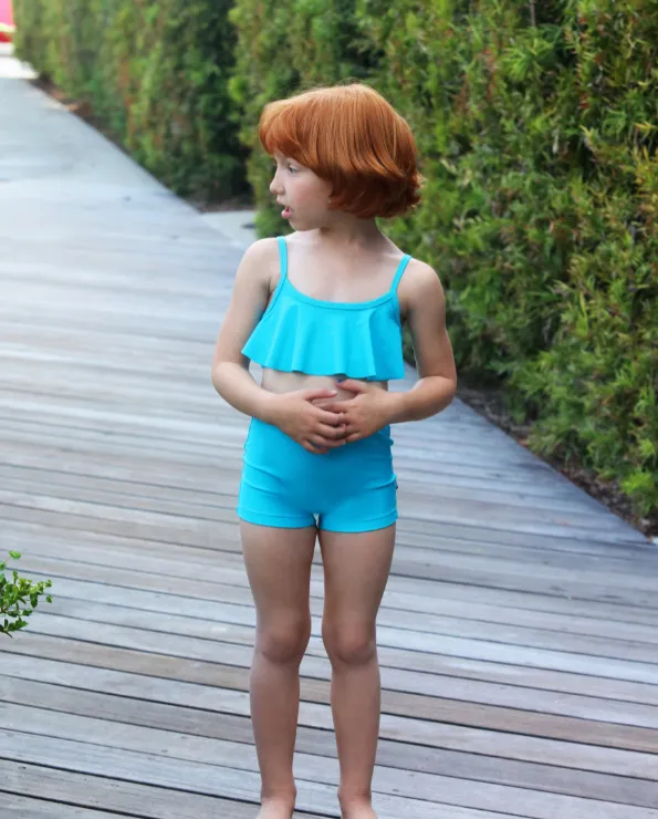 Girls Recycled Nylon UPF 50  Swim Boy Shorts | Yellow