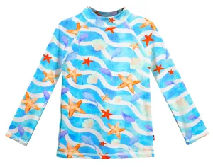 Girls UPF 50  Printed Long Sleeve Rashguard | Marine Life