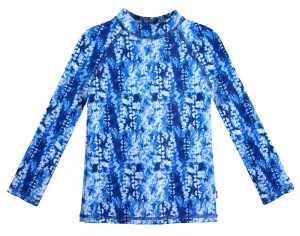 Girls UPF 50  Printed Long Sleeve Rashguard | Water Cascade