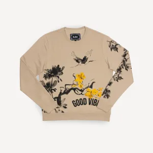 Graphic Wraparound Crewneck Sweatshirt - Fields of Rye / Good Vibes
