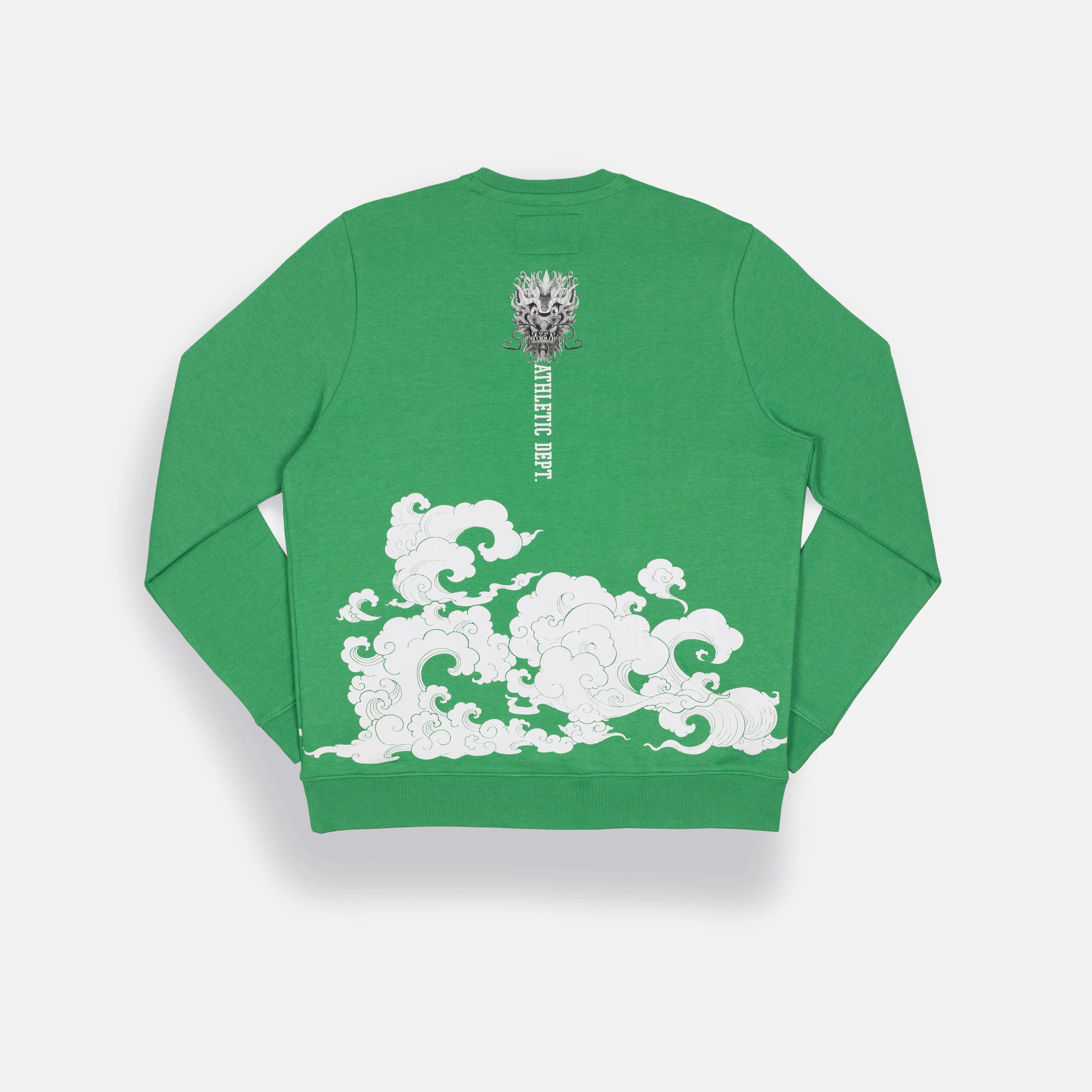 Graphic Wraparound Crewneck Sweatshirt - Kelly Green / Good Vibes