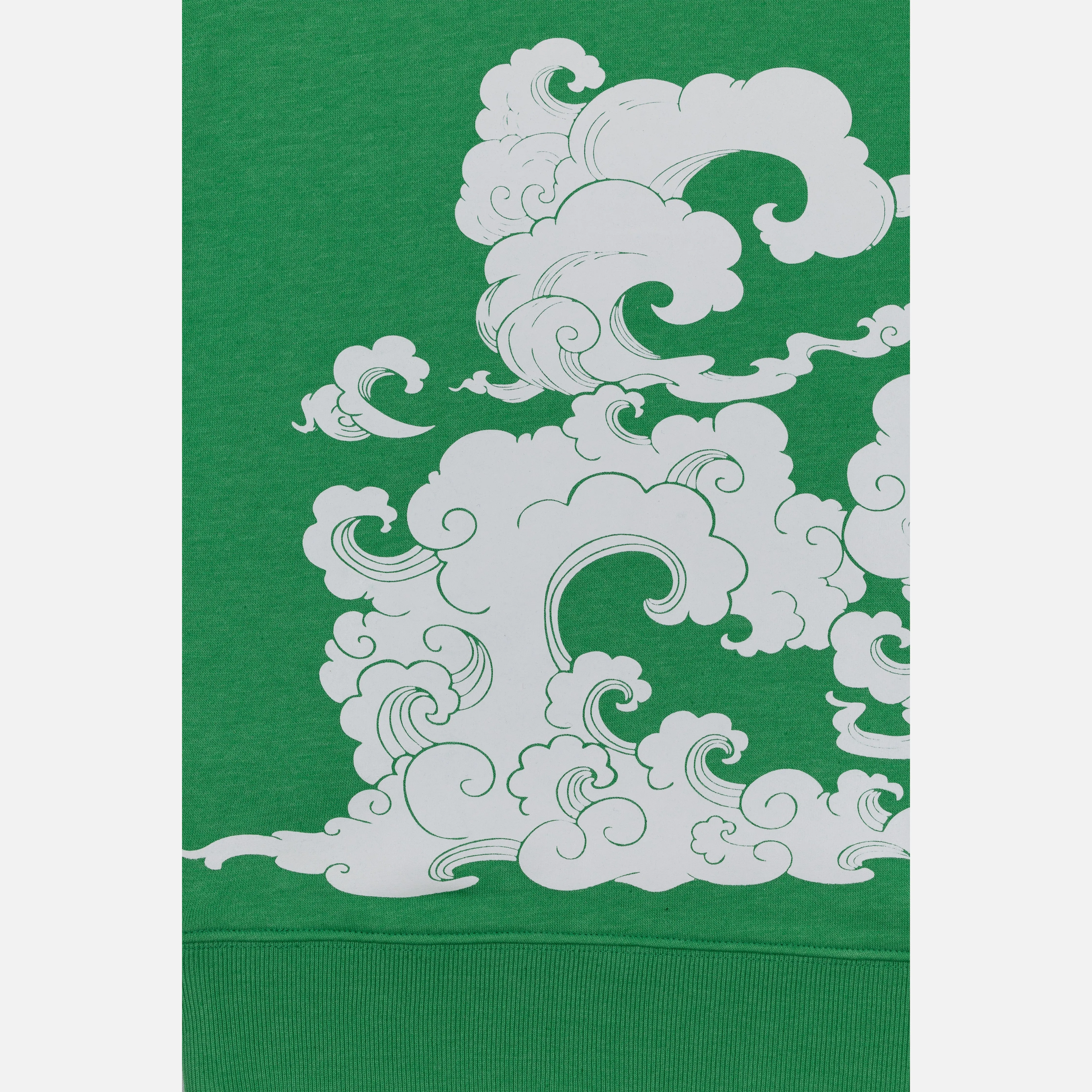 Graphic Wraparound Crewneck Sweatshirt - Kelly Green / Good Vibes