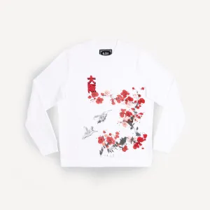 Graphic Wraparound Crewneck Sweatshirt - White / Kanji Osaka