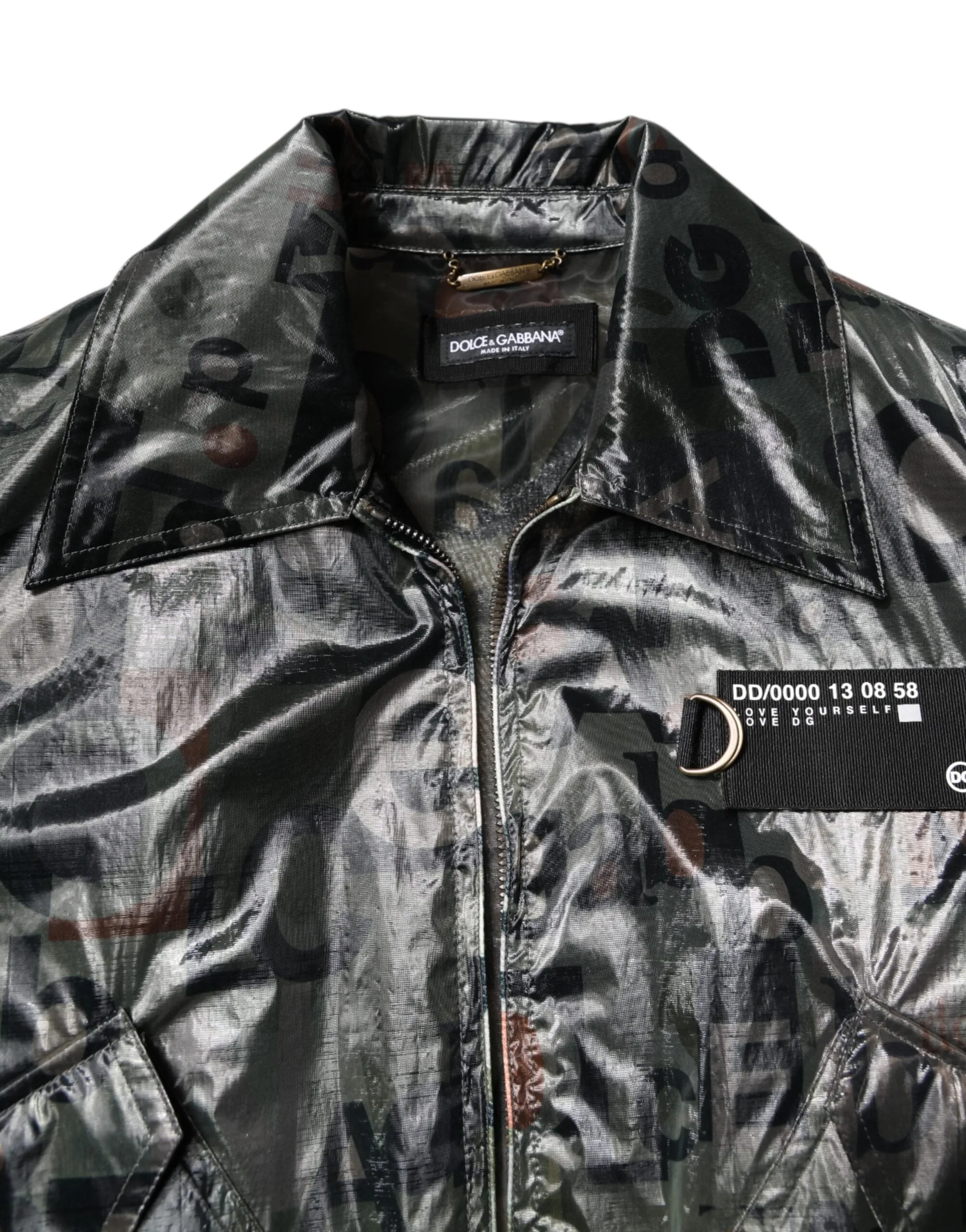 Green DG Logo Print Bomber Full Zip Jacket