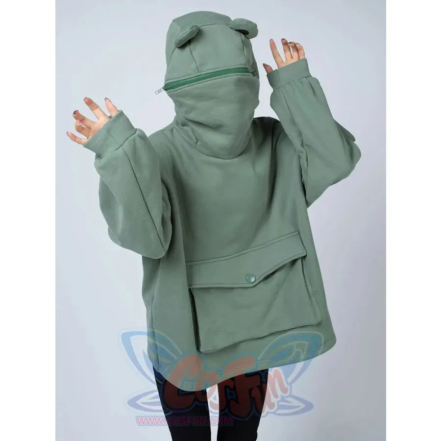 Green Froggy Big Pocket Oversized Full Zip Hoodie Coat C00064-N