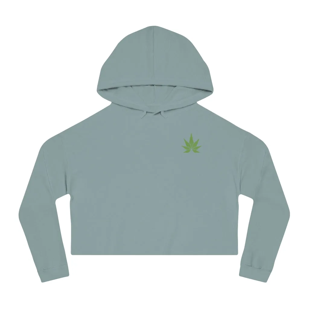 Green Leaf Cropped Hooded Sweatshirt