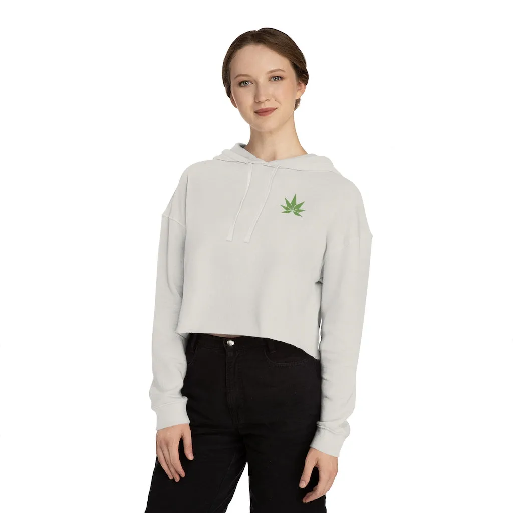 Green Leaf Cropped Hooded Sweatshirt