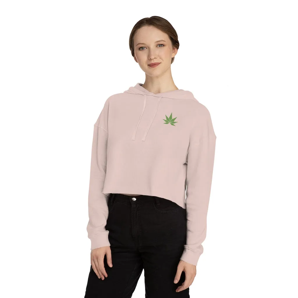 Green Leaf Cropped Hooded Sweatshirt