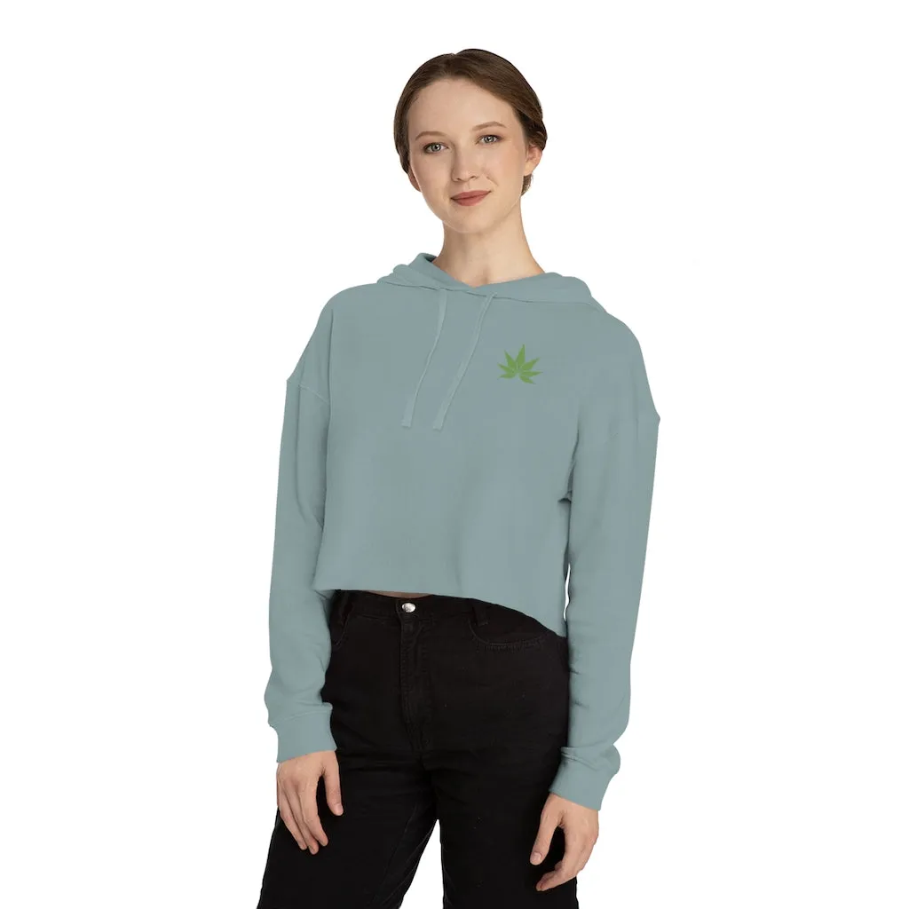Green Leaf Cropped Hooded Sweatshirt