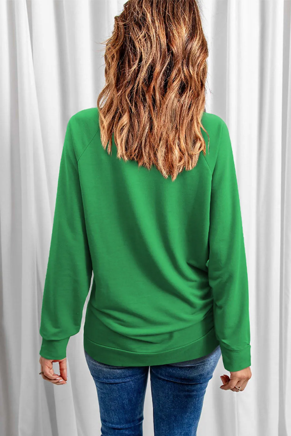 Green Lucky Clover Graphic St Patricks Pullover Sweatshirt