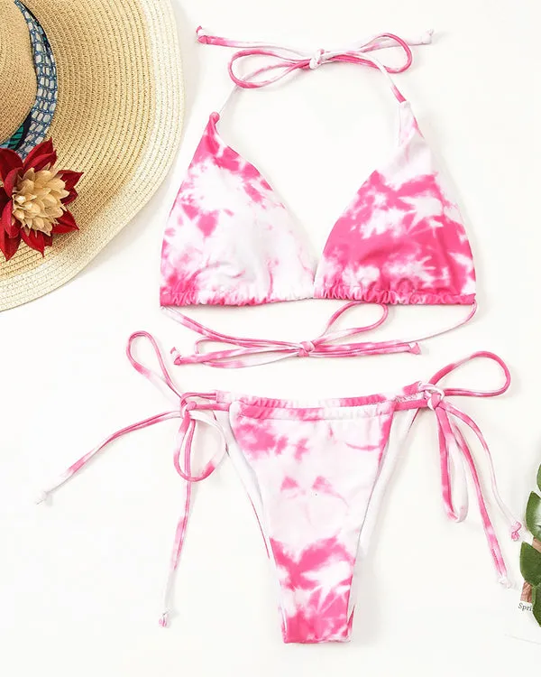 Halter Tie Dyed Mini Bikini Sets