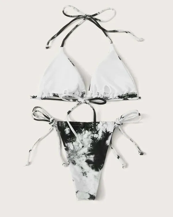 Halter Tie Dyed Mini Bikini Sets