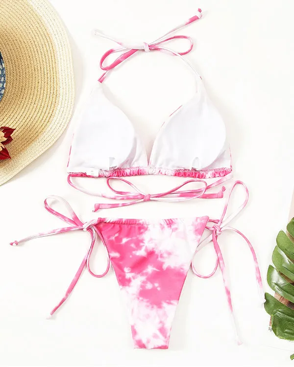 Halter Tie Dyed Mini Bikini Sets
